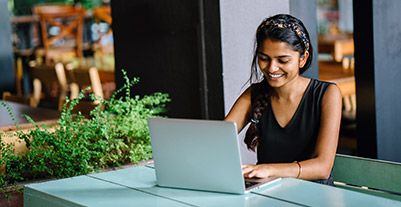 Young woman using a laptop