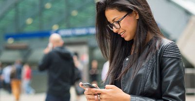 Young women using phone